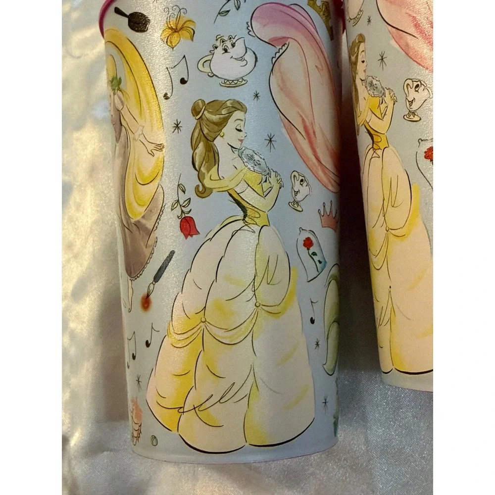 Disney Princess Fairytale Life Plastic Tumblers Set of 2 Ariel Rapunzel Belle
